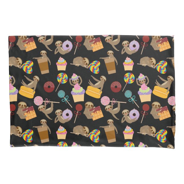 Sloth Sweet Treats Pattern Pillow Case (Front-Left)