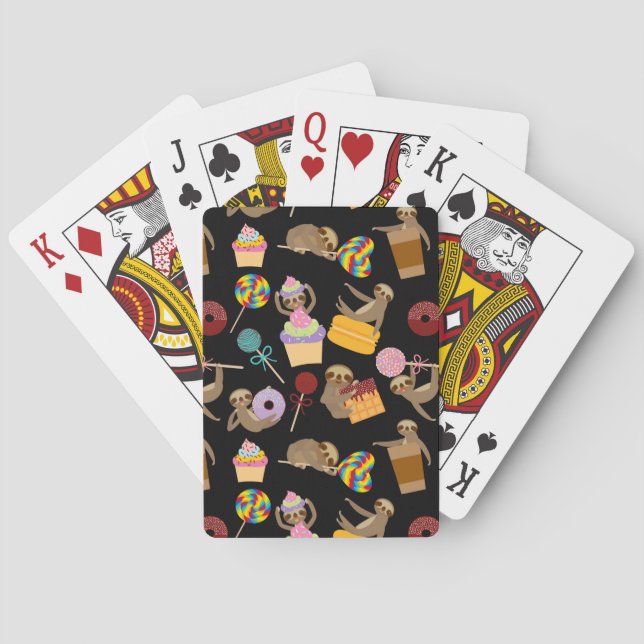 Sloth Sweet Treats Pattern Poker Cards (Back)