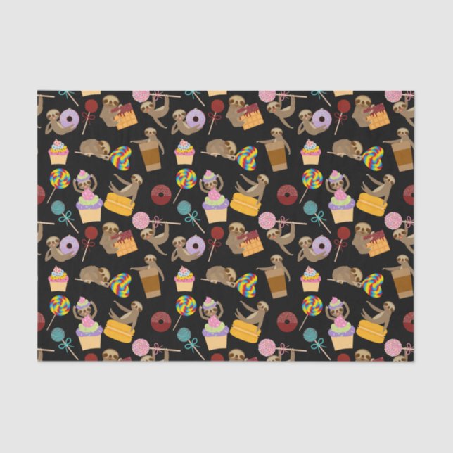 Sloth Sweet Treats Pattern Tissue Paper (Front)