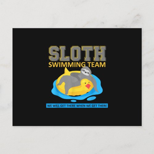 Sloth Swimming Team Swim Team Funny Gift Announcement Postcard