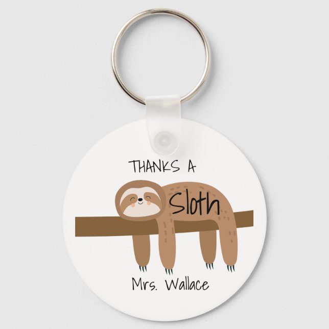 Sloth Teacher Keyring, Thank You Teaching Assistan Keychain (Front)