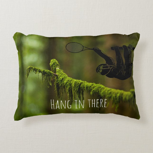 Sloth Tennis Player in the Rainforest Accent Pillow (Front)