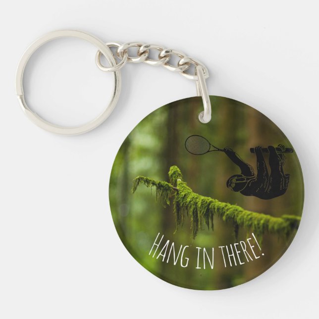 Sloth Tennis Player in the Rainforest Keychain (Front)