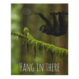 Sloth Tennis Player With Text in the Rainforest Faux Canvas Print