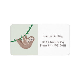 Sloth theme baby shower address labels