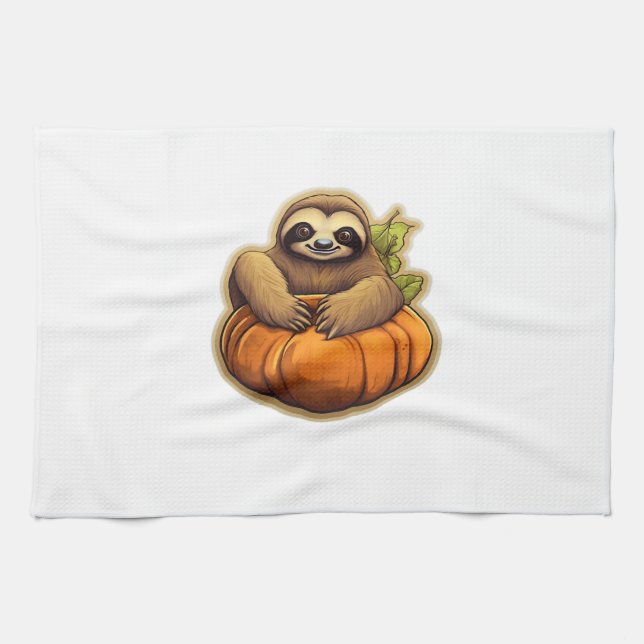 Sloth themed halloween Oversized T-Shirt_1 Kitchen Towel (Horizontal)
