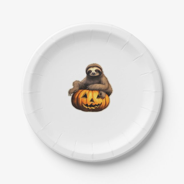Sloth themed halloween Oversized T-Shirt Paper Plates (Front)