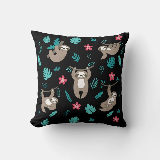 Sloth Throw Pillow, Funny Gift For Sloth Lovers, Pillow (Front)