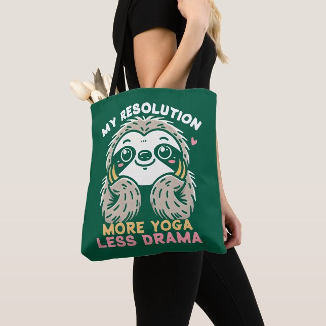 Sloth Tote Bag - More Yoga Less Drama (Close Up)