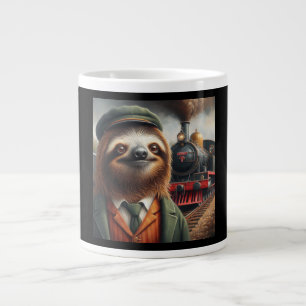 Sloth Train Engineer Giant Coffee Mug