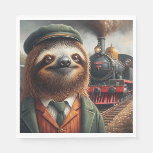 Sloth Train Engineer Napkins