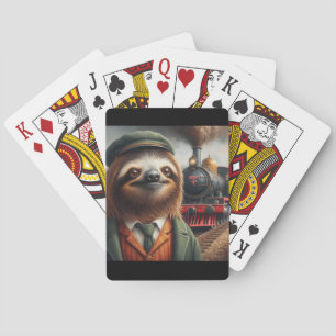 Sloth Train Engineer Poker Cards