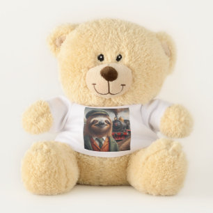Sloth Train Engineer Teddy Bear