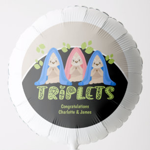 Sloth Triplet Cute New Baby 2 Boys 1 Girl Balloon