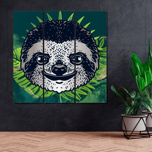 Sloth Tropical Amazon Jungle Triptych