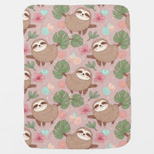 Sloth Tropical Dream Baby Blanket
