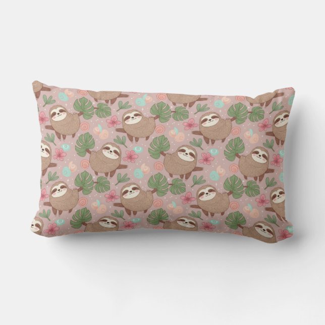 Sloth Tropical Dream Lumbar Pillow (Back)