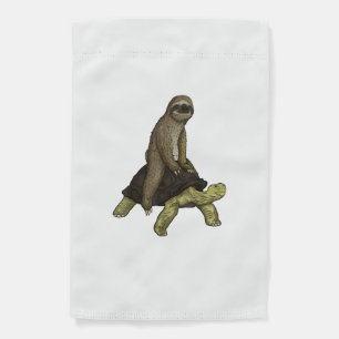 Sloth Turtle Shirt Sloth Riding Tortoise Speed is Garden Flag