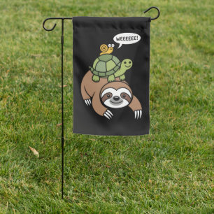 Sloth Turtle Snail Piggyback Animal Running Wild  Garden Flag