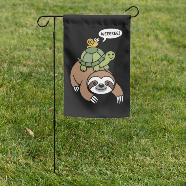 Sloth Turtle Snail Piggyback Animal Running Wild  Garden Flag (In SItu)