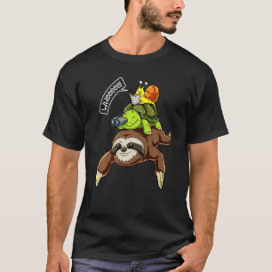 Sloth Turtle Snail Piggyback Running Riding Team T T-Shirt