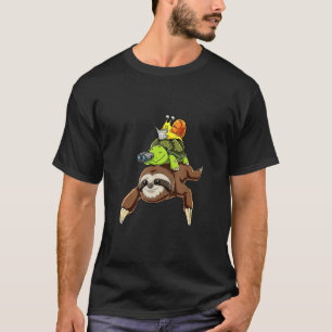 Sloth turtle snail piggyback running riding team T T-Shirt