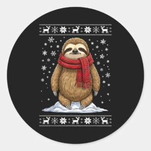Sloth Ugly Christmas Classic Round Sticker