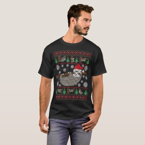 Sloth Ugly Christmas Sweater Funny Holiday T_Shirt