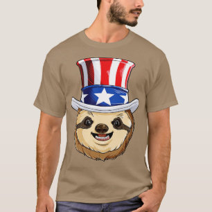 Sloth Uncle Sam 4th of July for Men Women Boys Gir T-Shirt