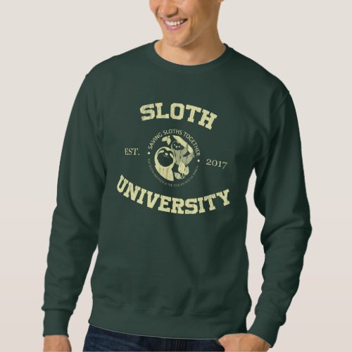 Sloth University Sweatshirt _ Forest Green