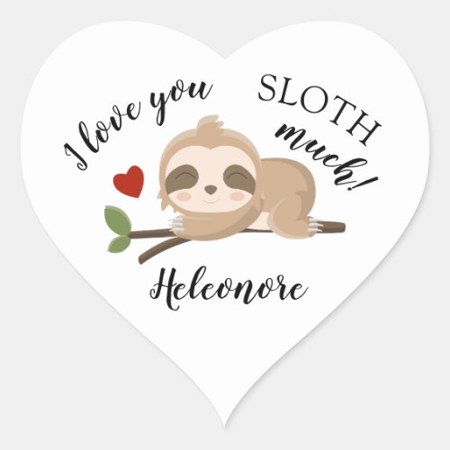 Sloth Valentine love Heart Sticker
