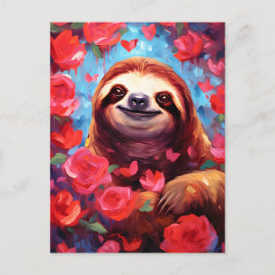 Sloth Valentines day Postcard