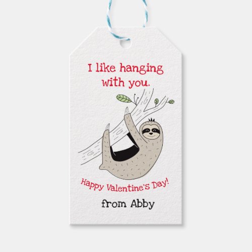 Sloth Valentines Day Tag