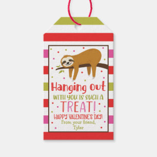 Sloth Valentine's Day Treat Favor Gift Tag