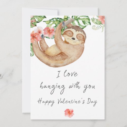 Sloth Valentins Day Greeting Card