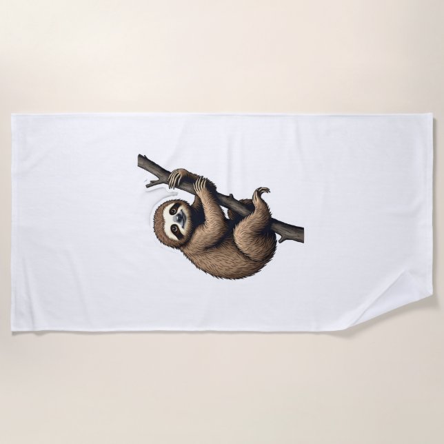 Sloth Vintage Engraving Graphic Tee (2) Beach Towel (Front)