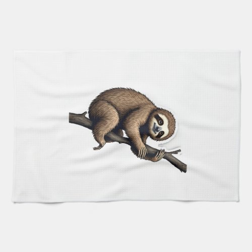 Sloth Vintage Engraving Graphic Tee (2) Kitchen Towel