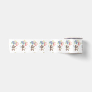 Sloth Watercolor Balloons Wild One Birthday  Satin Ribbon
