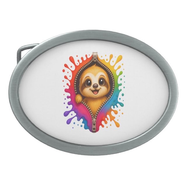 Sloth Watercolor Belt Buckle (Front)