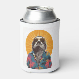 Sloth Wear Sunglasses Hawaiian Vintage Can Cooler