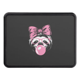 Sloth Wearing Glasses and Blowing Pink Bubble Gum  Hitch Cover