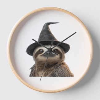 Sloth Wearing Halloween Witch Hat Classic T-Shirt Clock