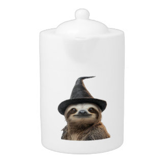 Sloth Wearing Halloween Witch Hat Classic T-Shirt Teapot