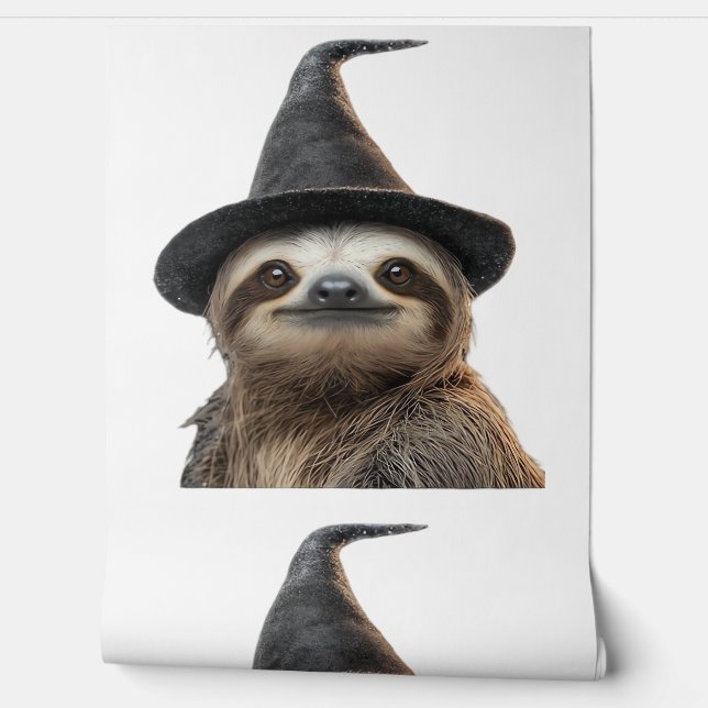 Sloth Wearing Halloween Witch Hat Classic T-Shirt Wallpaper (Unrolling)