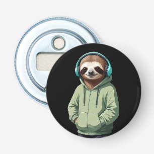 Sloth Wearing Hoodie Funny Cool Animal Character Bottle Opener