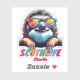 Sloth Wearing Sunglass Colorful Animal Lover Gift Sticker