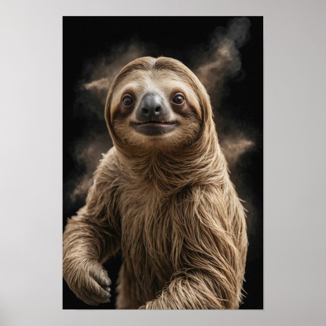 Sloth Wild Animal Elegant Dramatic Mist Portrait Poster (Front)