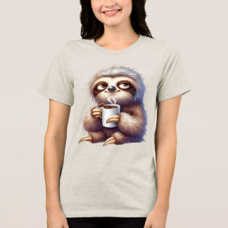 Sloth with a cup of coffee Tri-Blend shirt