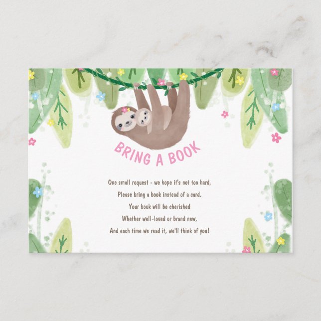 Sloth with baby Book Request Enclosure Card (Front)