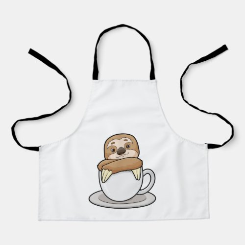 Sloth with Cup of Coffee Apron